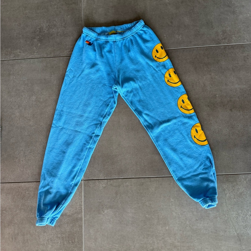 Aviator Nation Light Blue smiley Sweatpants